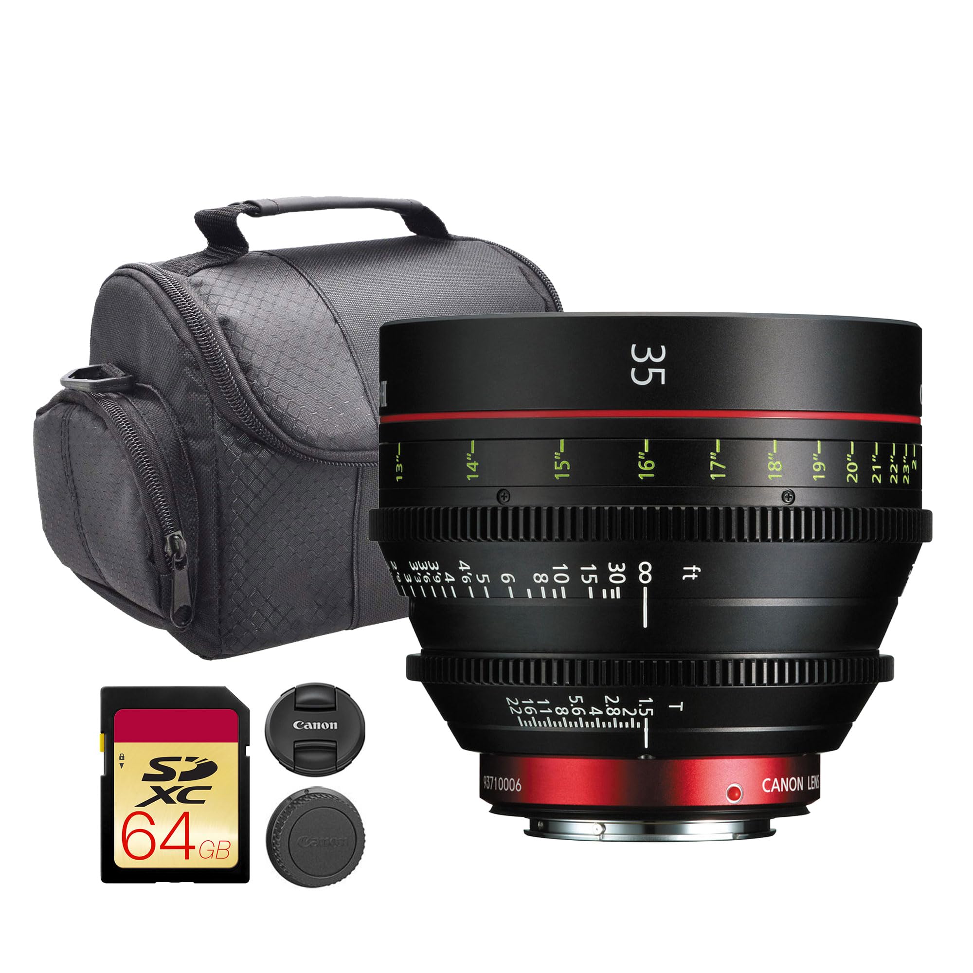 Canon CN-E 35mm T1.5 L F Cinema Prime Lens (EF Mount) | Full-Frame Cine Lens with Fast T1.5 Aperture & Precision Manual Focus | for Film, Broadcast, & Studio Production (9139B001) + Bag + 64GB Card