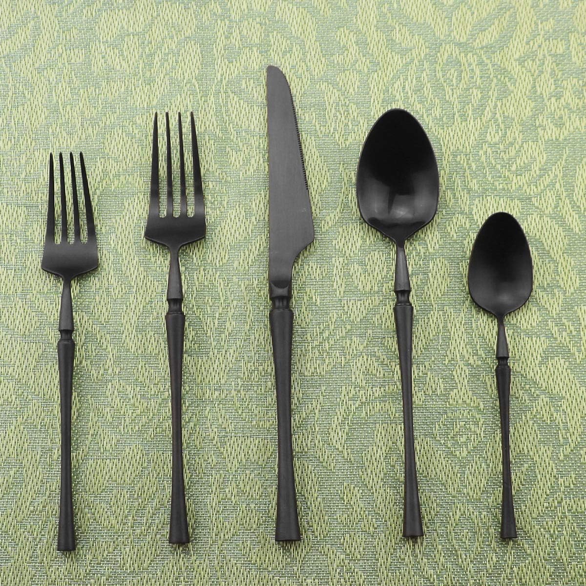 Best Quality 🔥 Gugrida Unique & Beautiful Flatware Set - 20 Piece Iridescent Silverware Sets | 18/10 Stainless Steel Reusable Cutlery Set | Black Utensils Service For 4 with Dessert Fork, Knife, Spoon, Dinner Fork