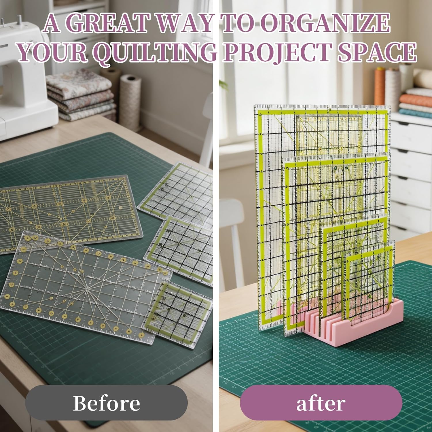 12 Slot Quilting Ruler Holder Sewing Ruler Holder Organizer for Quilting,Storage Rack for Quilting Rulers