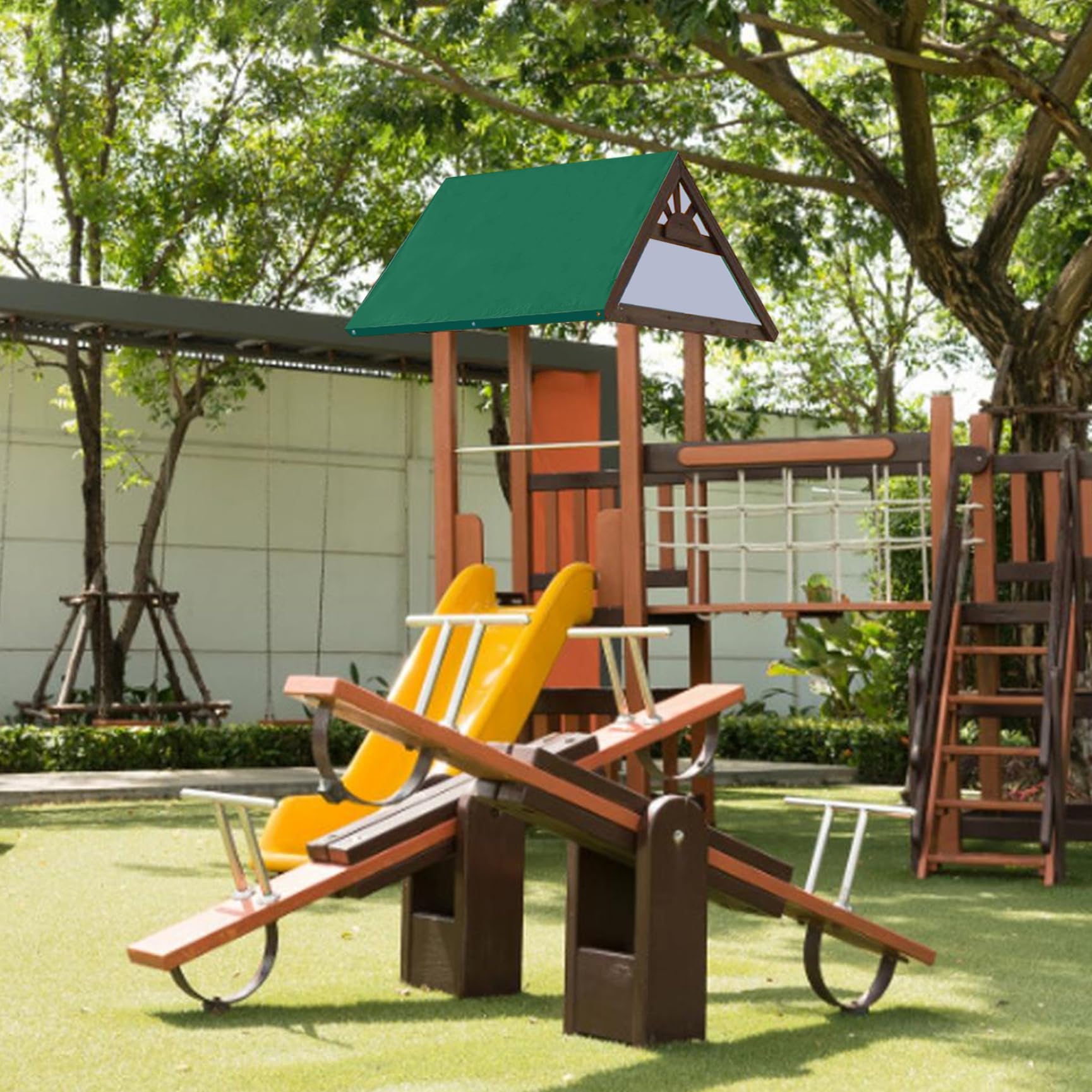 Altalena Telone di ricambio 132x228 cm Tetto per parco giochi per bambini Tettoia impermeabile per altalena Parasole per cortile esterno, copertura da giardino