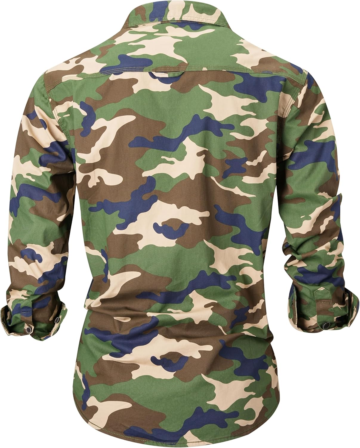 PAODIKUAI Men Camouflage Denim Shirt Camo Washed Military Long Sleeve Shirts Casual Button Down Shirts - Image 4