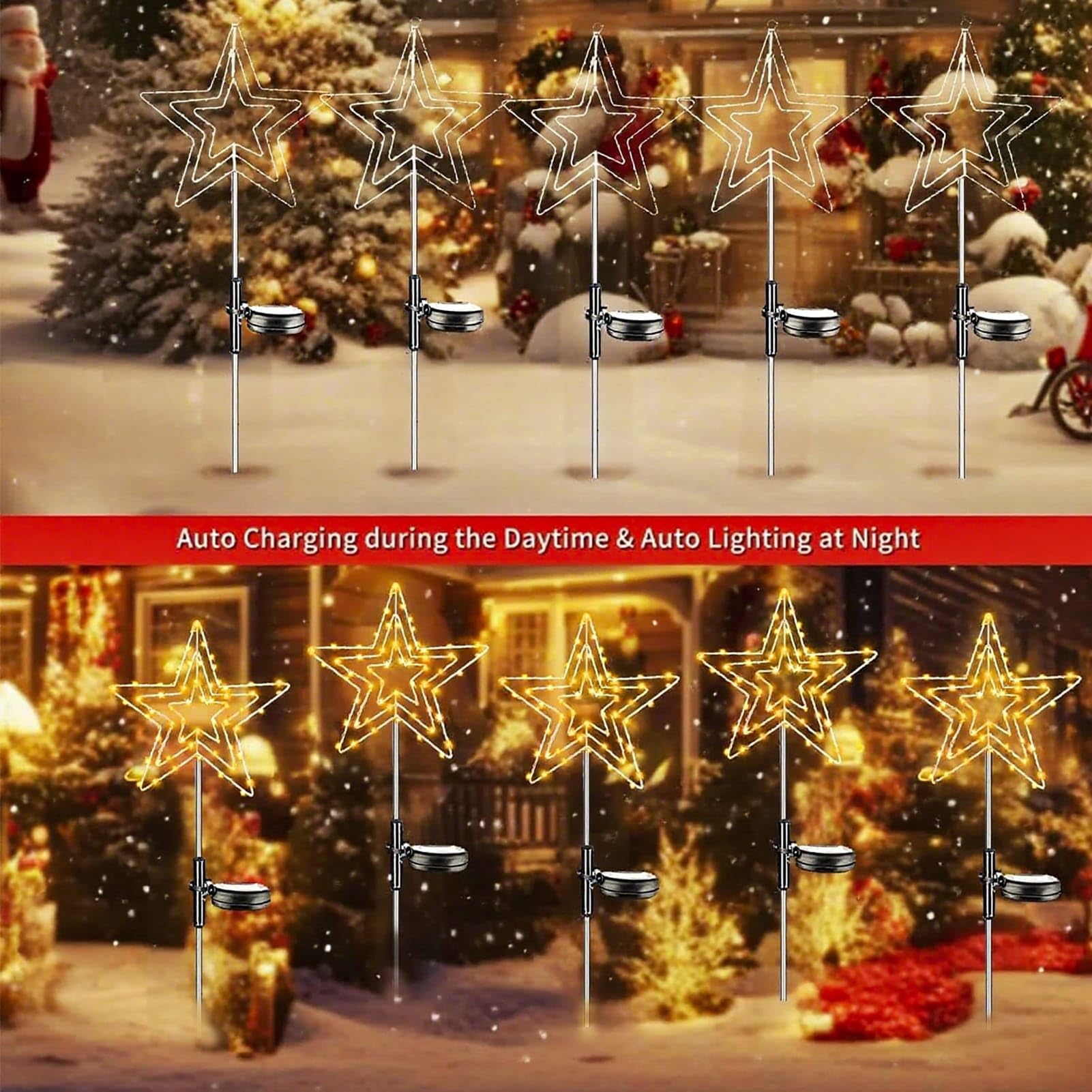 Yowin Solar Garden Lights 2 Pack 75 LED Large Christmas Outdoor Decorations - Image 3