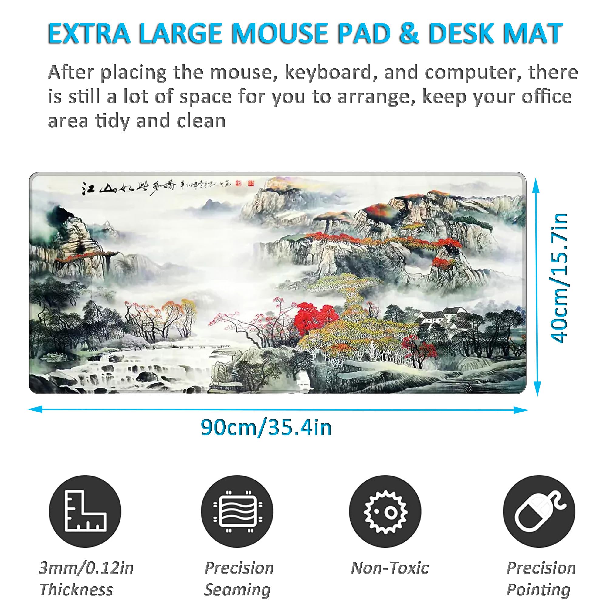 LL-COEUR XXL Ordinateur Tapis de Souris Gaming Mouse Pad Paysage Office Table Mat (900 x 400 x 3 mm, Couleur 8)