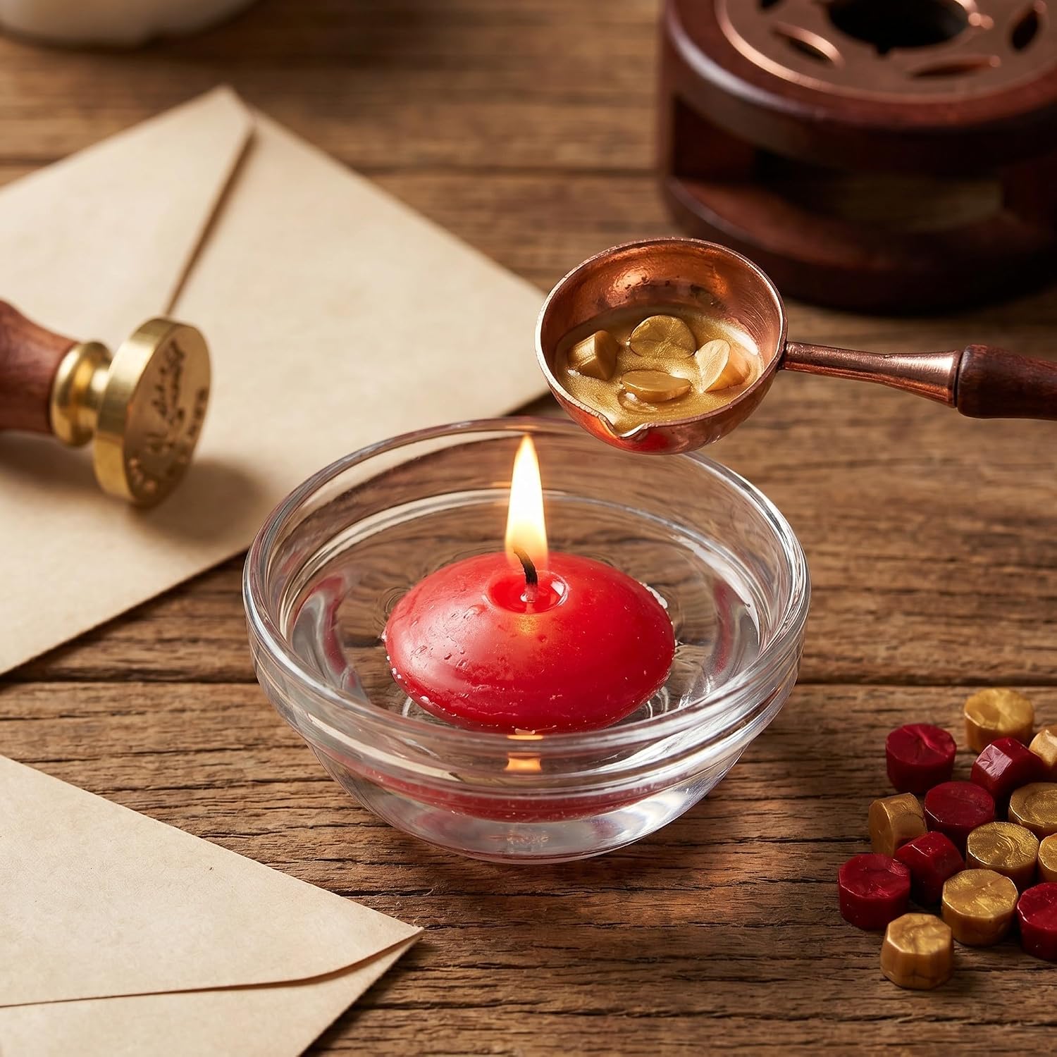 50pcs Red Floating Candles Small Wax Discs Dripless Smokeless