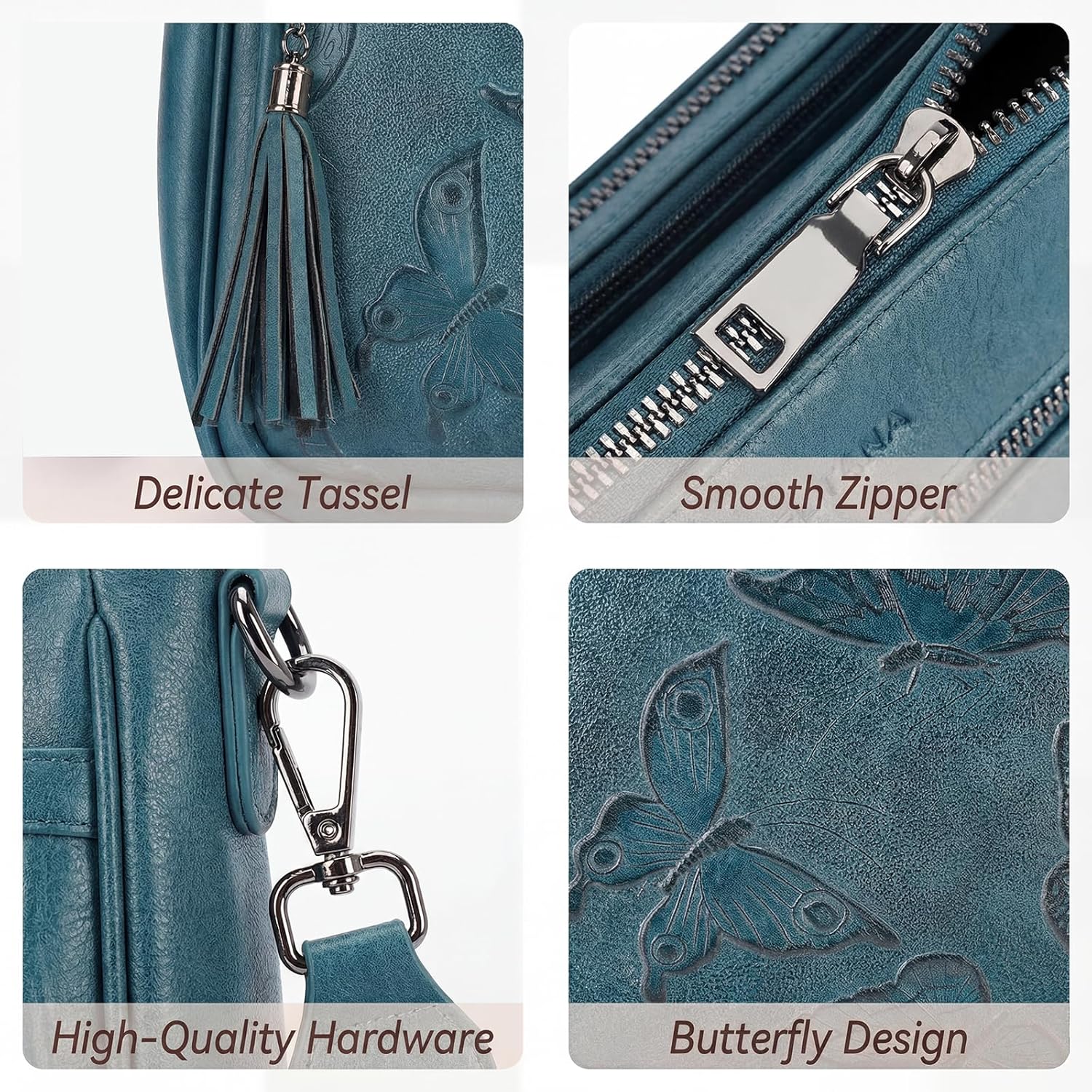 BELTANA Crossbody Bags for Women Trendy Vegan Leather Hobo Purses Medium Butterfly Cross Body Purse with Wide Strap | Adjustable Strap, Multiple Pockets, Tassel, Lightweight, Womens Gift, Shoulder Bag - Image 6