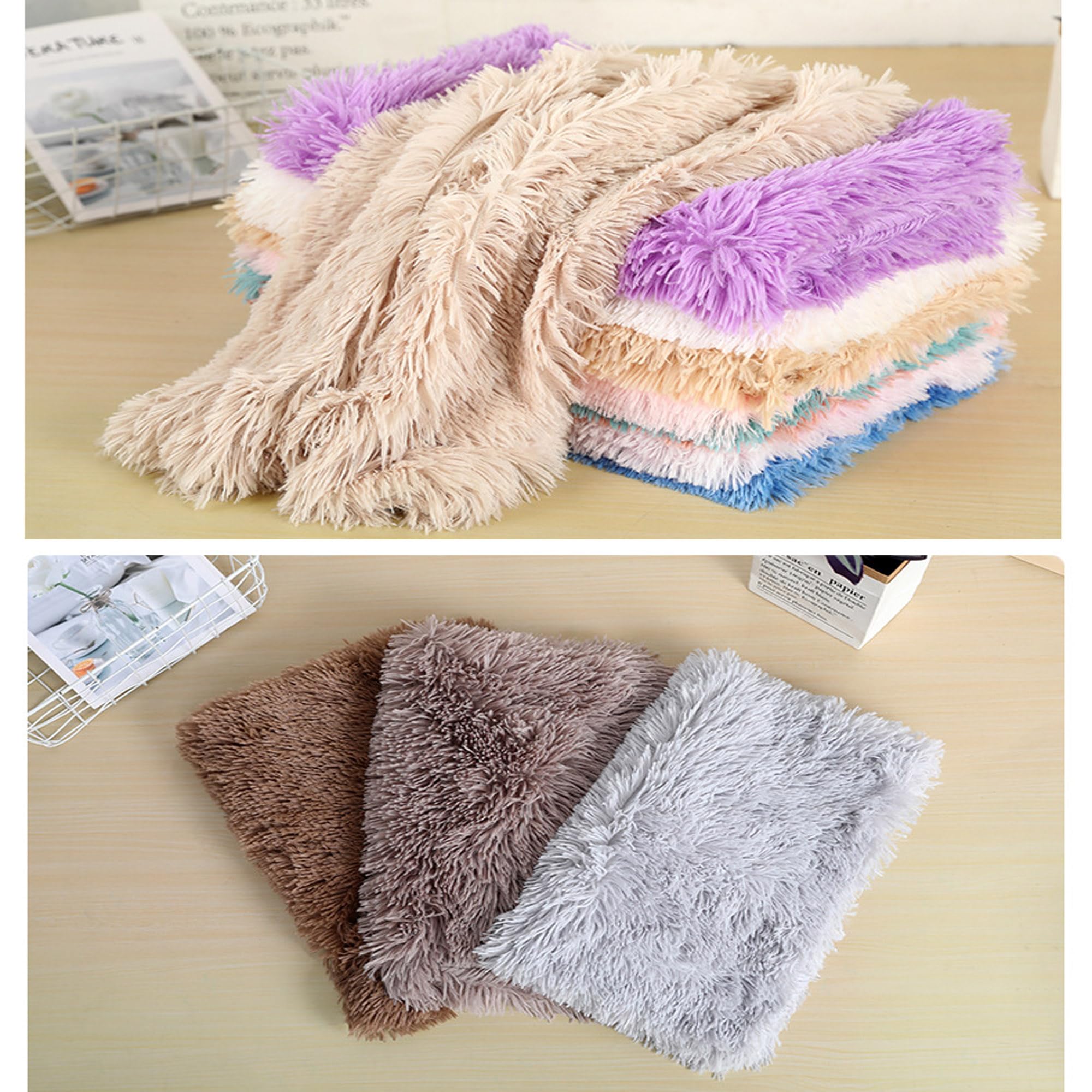 Lot de 2 couvertures en peluche moelleuse pour chien et chat – Couverture douce et lavable en machine – Couverture polyvalente et apaisante pour chien et chat (rose, 127 x 100 cm)