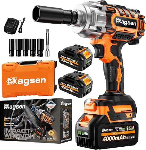1/2" Cordless Impact Wrench, 900Ft-lbs (1200N.m) Brushless High Torque Impact
