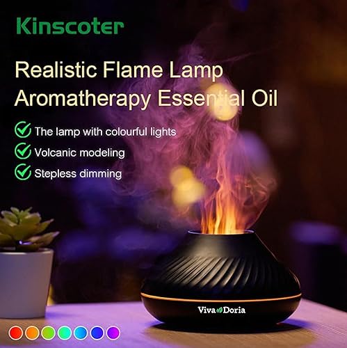 Miniatura 6 de Viva Doria Difusor de volcán, difusor de llama de fuego, difusor de aromaterapia de 4.4 fl oz, difusor de aroma para aceites esenciales