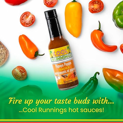 Miniatura 3 de Cool Runnings Salsa de pimienta de papaya, 5.0 fl oz - Salsa picante caribeña dulce y picante, salsa picante perfecta para tu arroz, pizza, alas,