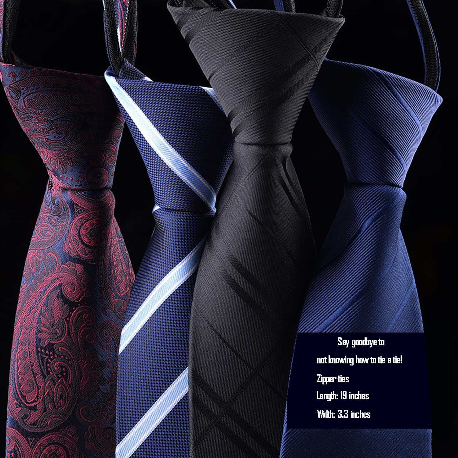 kaxilu Mens Neckties Men's Adjustable Pretied Ties Set, Assorted Zipper Ties for Men, Silky Zip Up Ties - Image 6