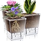 Self Watering Pots Set, 3 Pack 5 Inch for Indoor Plants, Clear Nursery Planter With Deep Reservoir for Spider Plant, Orchid, African Violet