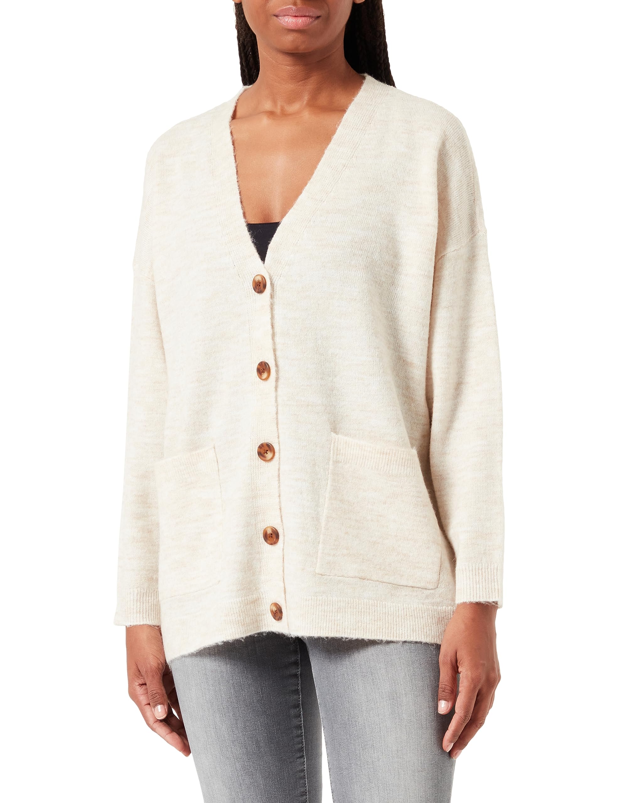 Pieces A/S Women's Pcjuliana LS Loose Knit Cardigan Noos Bc Sweater, Grey (Whitecap Gray), XL