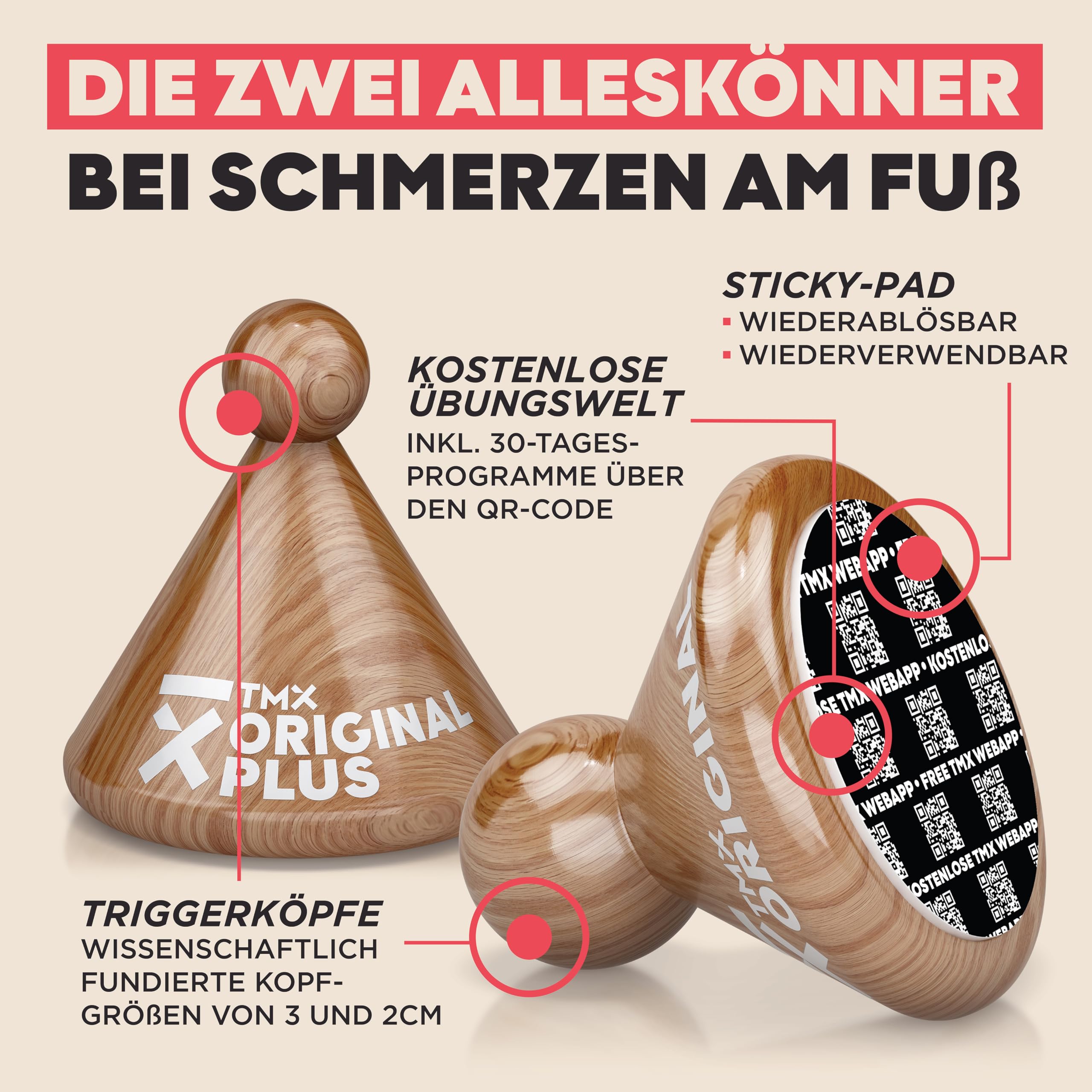 TMX® Fuß-Bundle | Massage-Set | Akupressur gegen muskuläre Fußschmerzen | Schmerzpunktmassage | Triggerpunktdrücker | Triggerpoint-Massage | 3 Trigger-Tools in einem Set