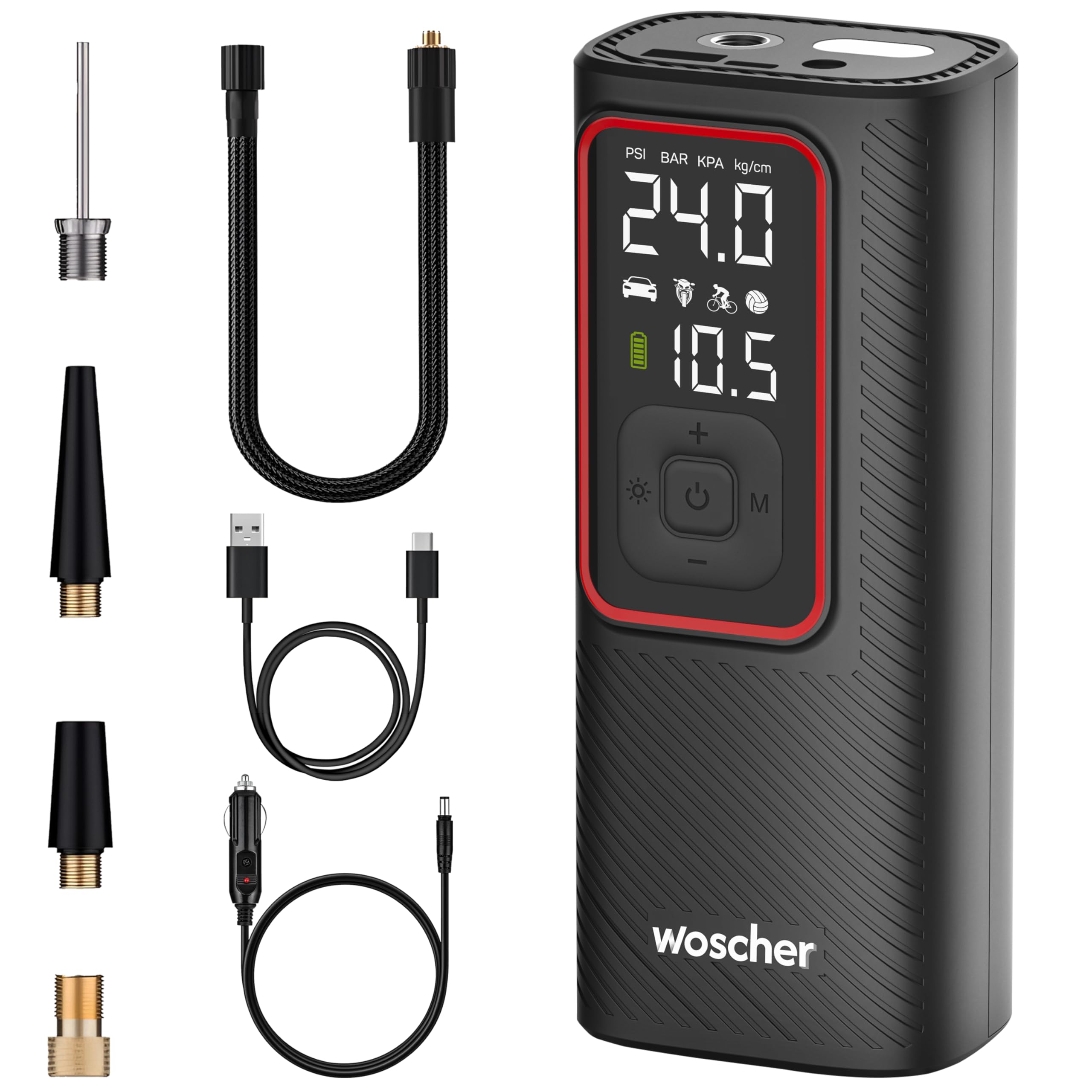 Woscher Boost Pro 2-in-1 Tyre Inflator for Car and Bike, Air Pump