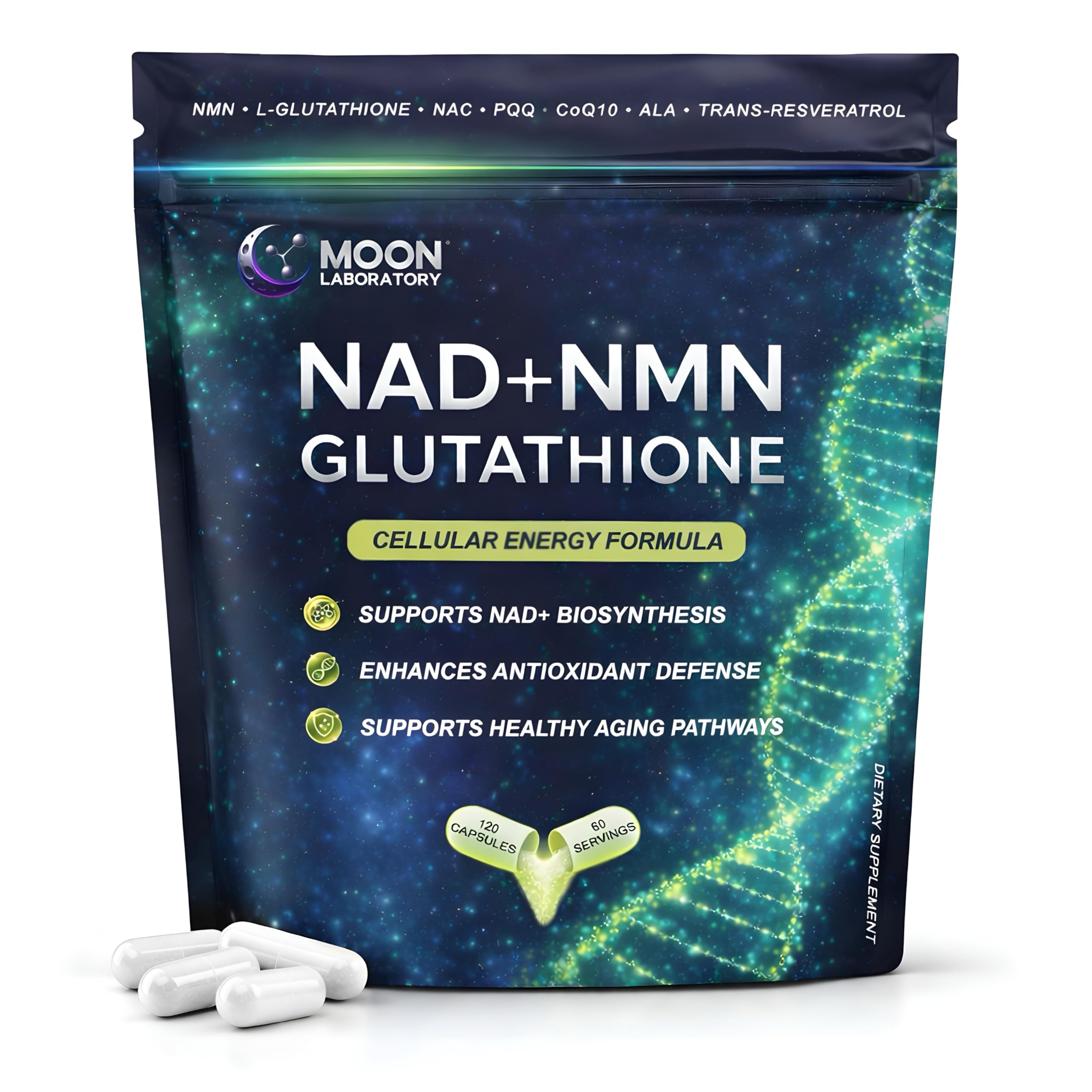 can you take nmn and glutathione together Amazon.com: Moon Laboratory NMN + L-Glutathione Supplement – NAD+ Support,  Mitochondrial Energy & Antioxidant Defense with CoQ10, NAC, PQQ & Alpha  Lipoic Acid – 120 Capsules. Refill Pack : Health & Household