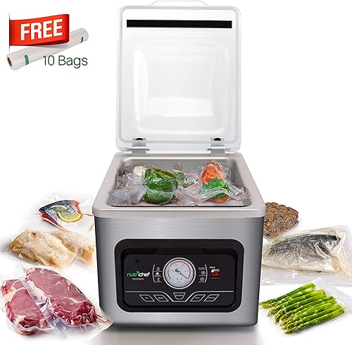 Miniatura 2 de NutriChef Máquina selladora al vacío de 350 W - Sellador de alimentos comercial de cámara de 8L, embalaje automático de carne y sistema Sous Vide