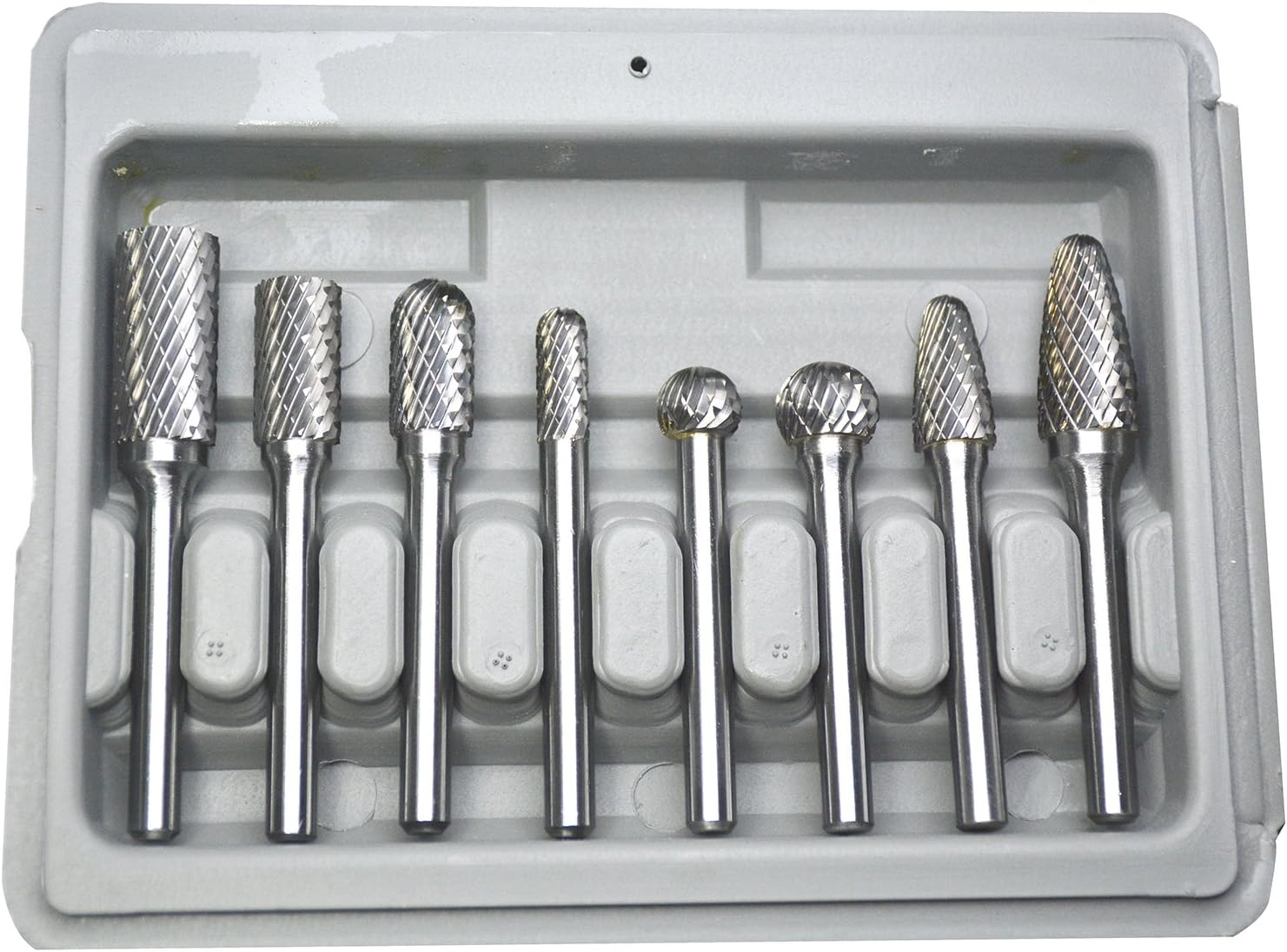 Carbide Burr Set 1/4'' Shank Die Grinder Bits Double Cut Solid Tungsten Carbide Burr Bits for Die Grinder Metal Carving Polishing Drilling Grinding Milling Cutting (8pcs)