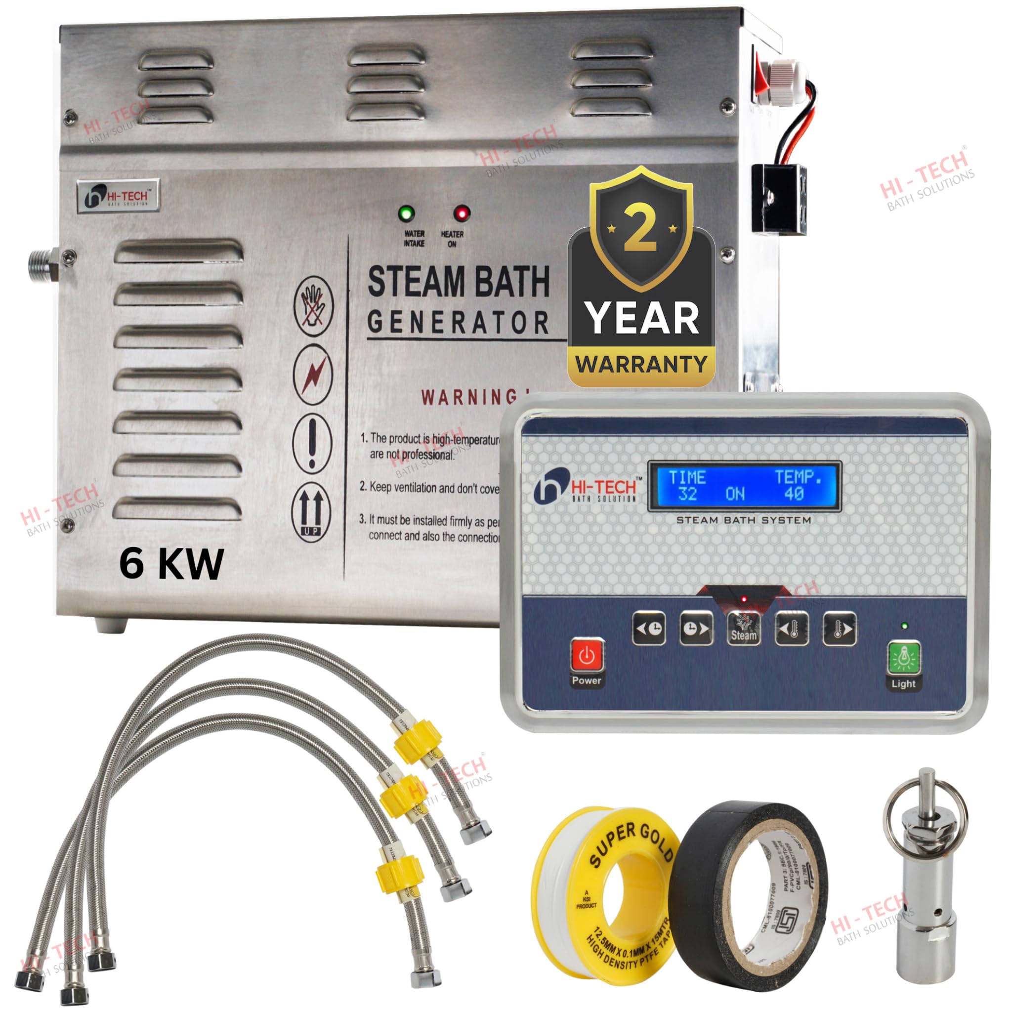 STEAM BATH GENERATOR 6 KW FOR BATHROOM, GYM, SPA, HOTEL | STAINLESS STEEL 304 WITH DIGITAL CONTROL PANEL, WATER FILTER, AUTO DRAIN, AUTO TIME & TEMP MACHINE-image-29
