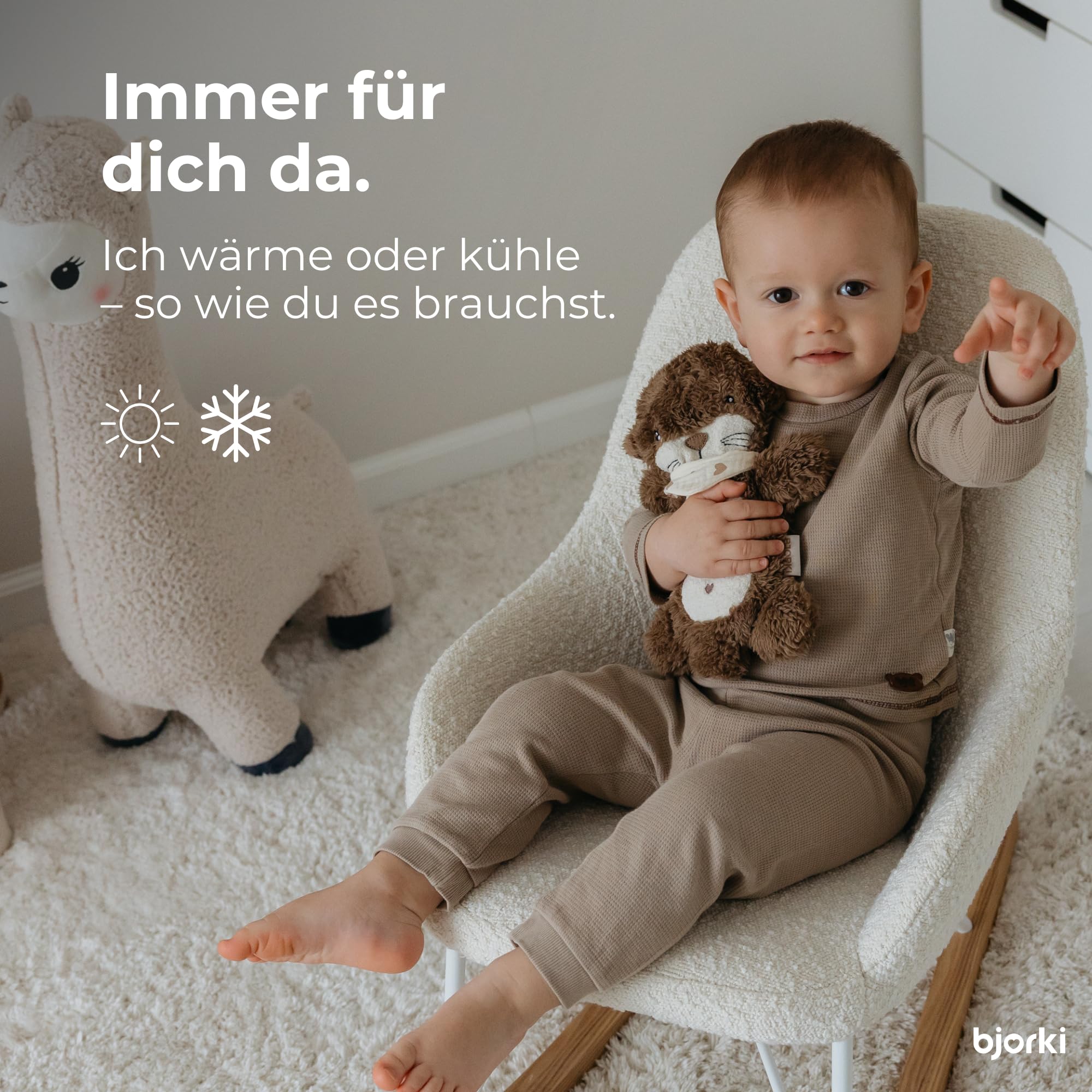 BJORKI Coussin chauffant pour bébé et enfant - Coussin chauffant avec garnissage en graines de lin pour le micro-ondes - Parfait comme doudou et coussin apaisant pour la chaleur et le bien-être