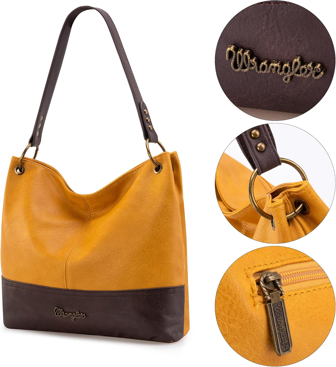 Wrangler Hobo Bags for Women Vegan Leather Top Handle Shoulder Purses and Handbags - Image 5
