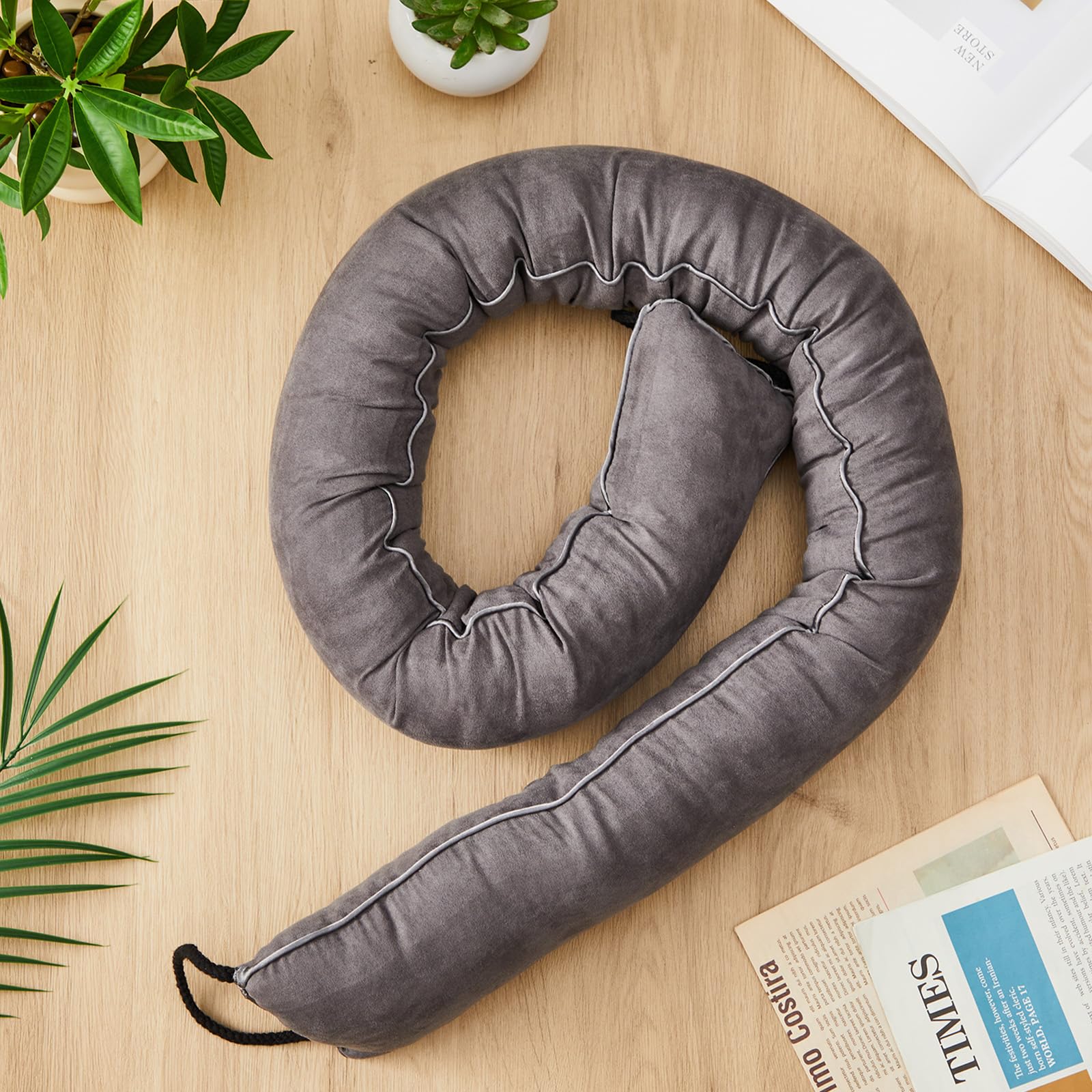 Gisafai 2 Stück 152,4 cm langer Tür-Zugluftstopper unter der Tür, Zugluftblocker, Geräusch-Windstopper für Zuhause, Balkon, Büro, grau