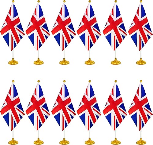 Miniatura 110 de WXTWK Paquete de 12 banderas argentinas de escritorio con base de soporte, decoración de celebración para eventos y eventos