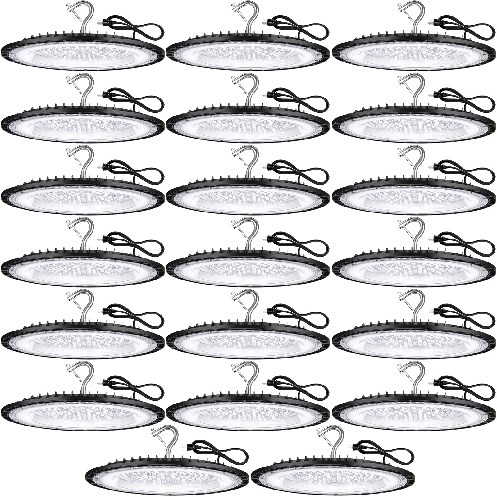 YANYCN 20 Pack 200W UFO Led High Bay Light Fixture,120VAC,30800LM,5000K Daylight Commercial Shop Bay Lighting,[850W MH/HPS Equiv.] US Plug Area