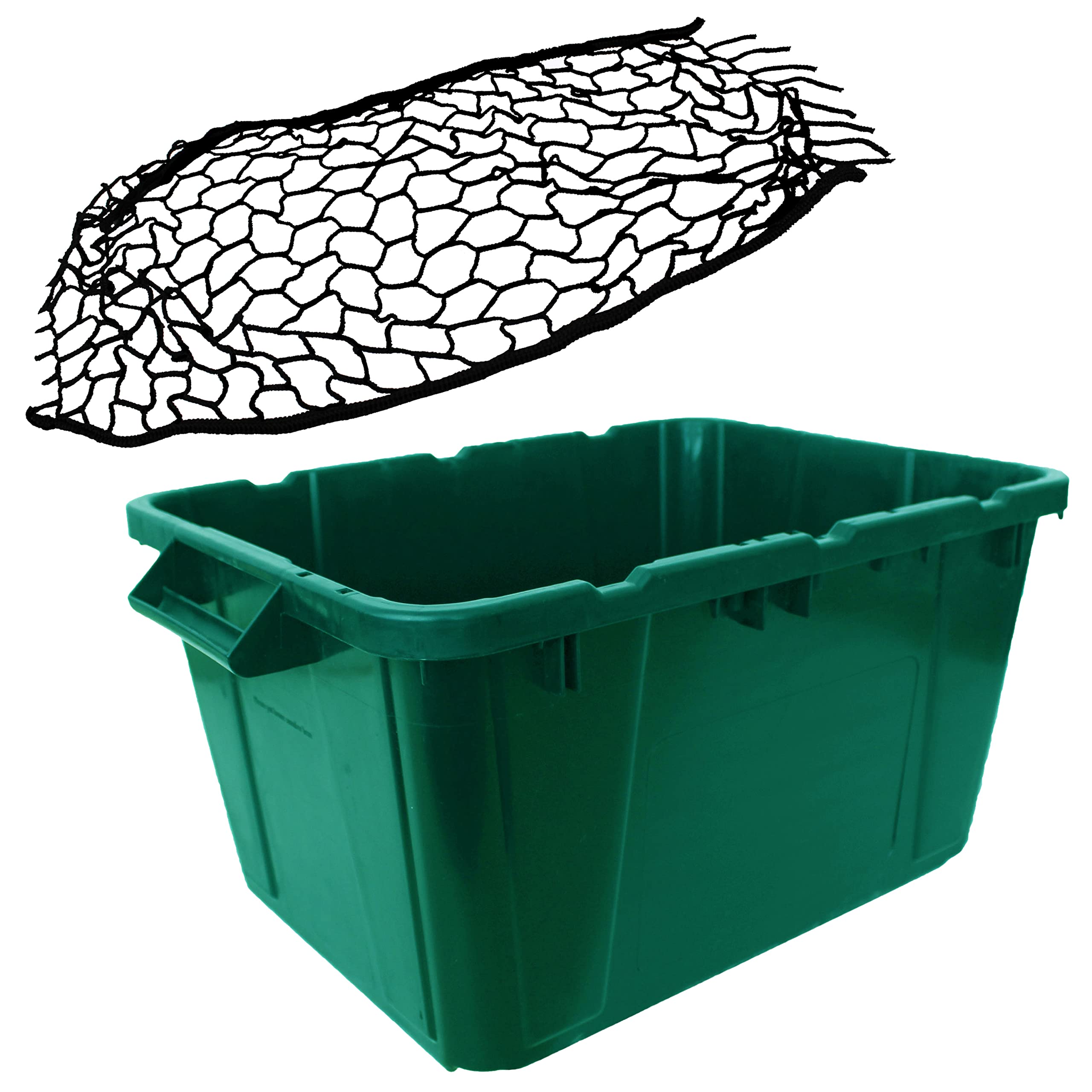 Grab Box Green 55L & Black Stretch String Net Cover