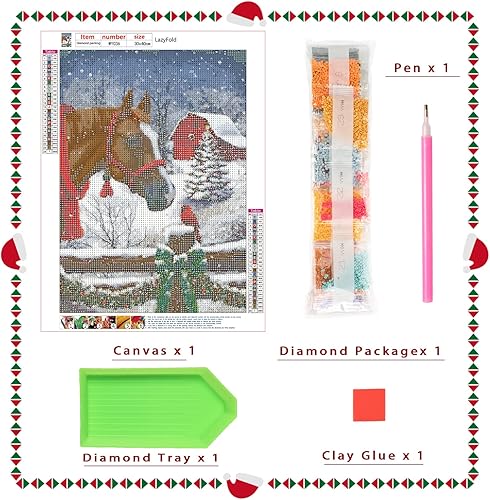 Miniatura 5 de LazyFold Kits de pintura de diamantes 5D para Navidad, perro de Navidad 5D, manualidades de diamantes redondos, kit de pintura de diamantes para