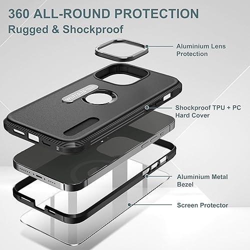 Miniatura 3 de WINTONG Funda magnética compatible con iPhone 13 Pro Max de 6.7 pulgadas, protección de cuerpo completo, resistente a los golpes, funda protectora