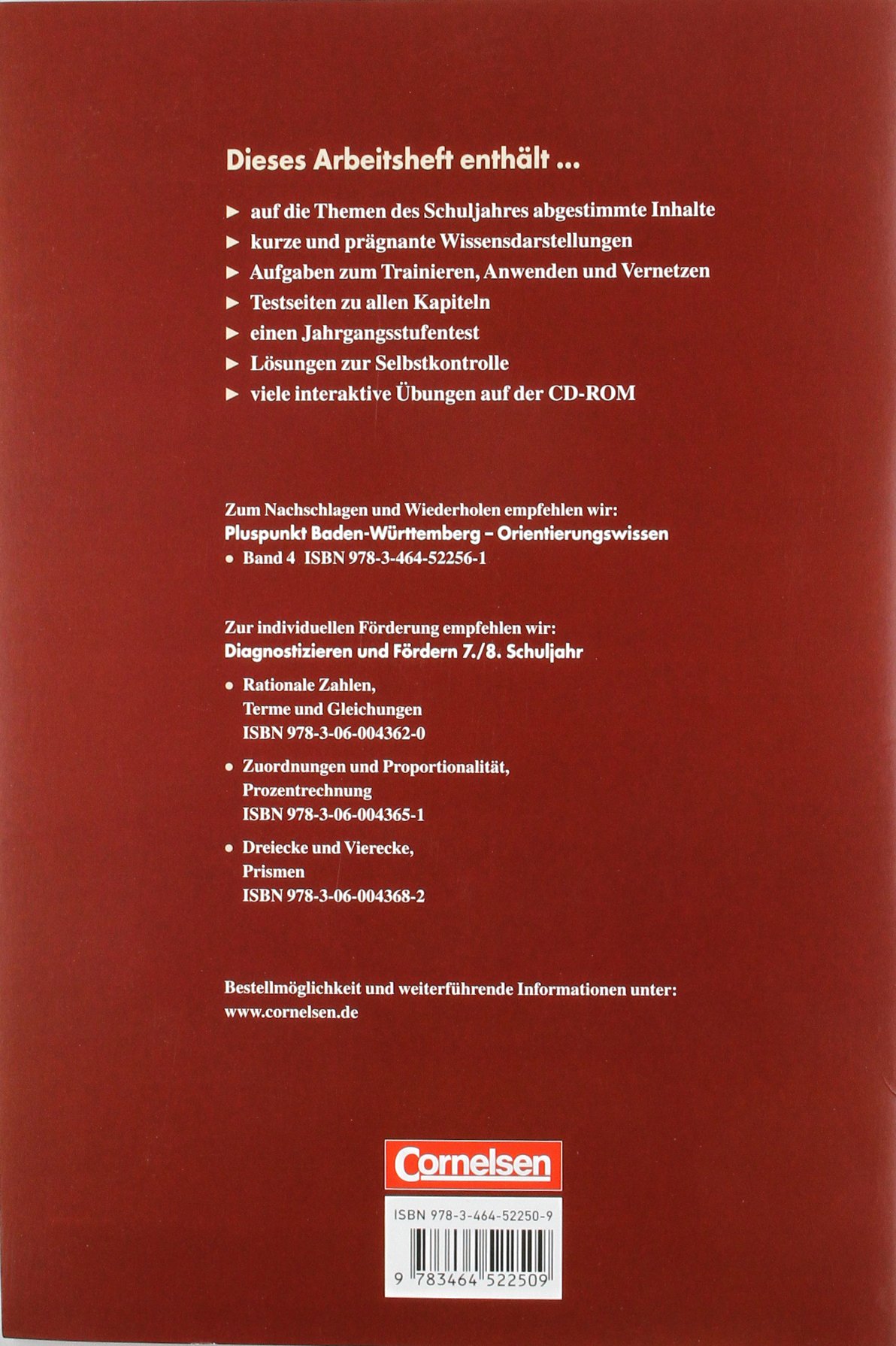 Pluspunkt Mathematik - Baden-Württemberg - Bisherige Ausgabe / Band 4 - Arbeitsheft mit Lösungen und CD-ROM