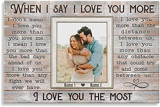 DemCanvas Personalized “When I Say I Love You More” Photo Canvas – Custom Names & Date – Wedding Gifts for Couples 2026, Anniversary Couple Gift for Wife, Bride & Groom Engagement Picture Frame, Romantic Wall Art