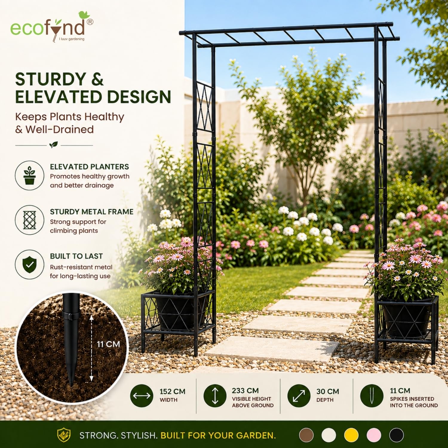 ecofynd Garden Arch - Metal Trellis for Climbing Plants -3