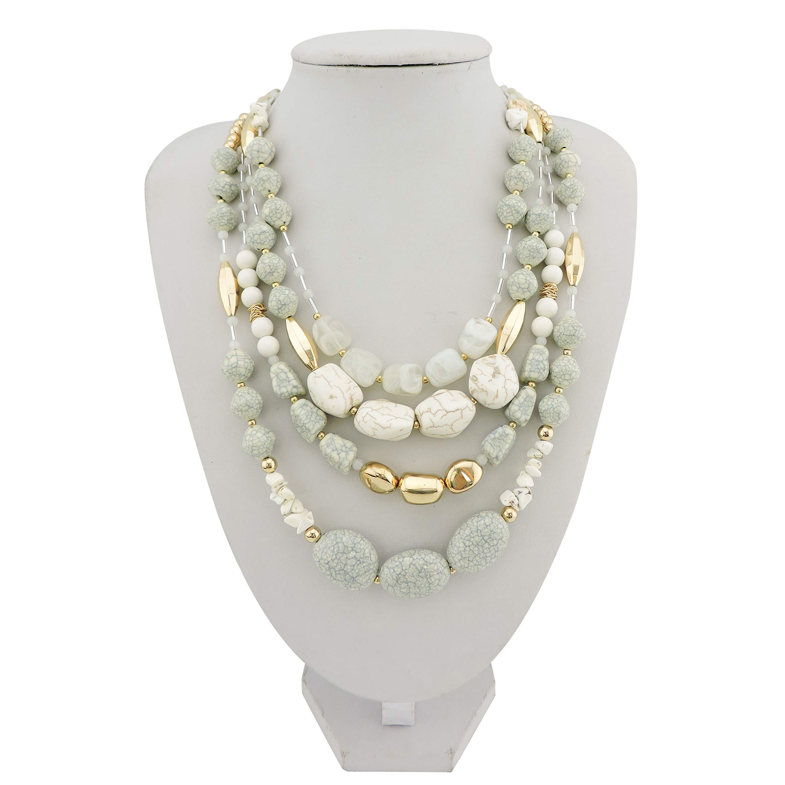 Bocar NK-10533 Collana multistrato con perline, a 4 fili, 43,2 cm, regalo da donna e materiale non metallico(NK-10533)