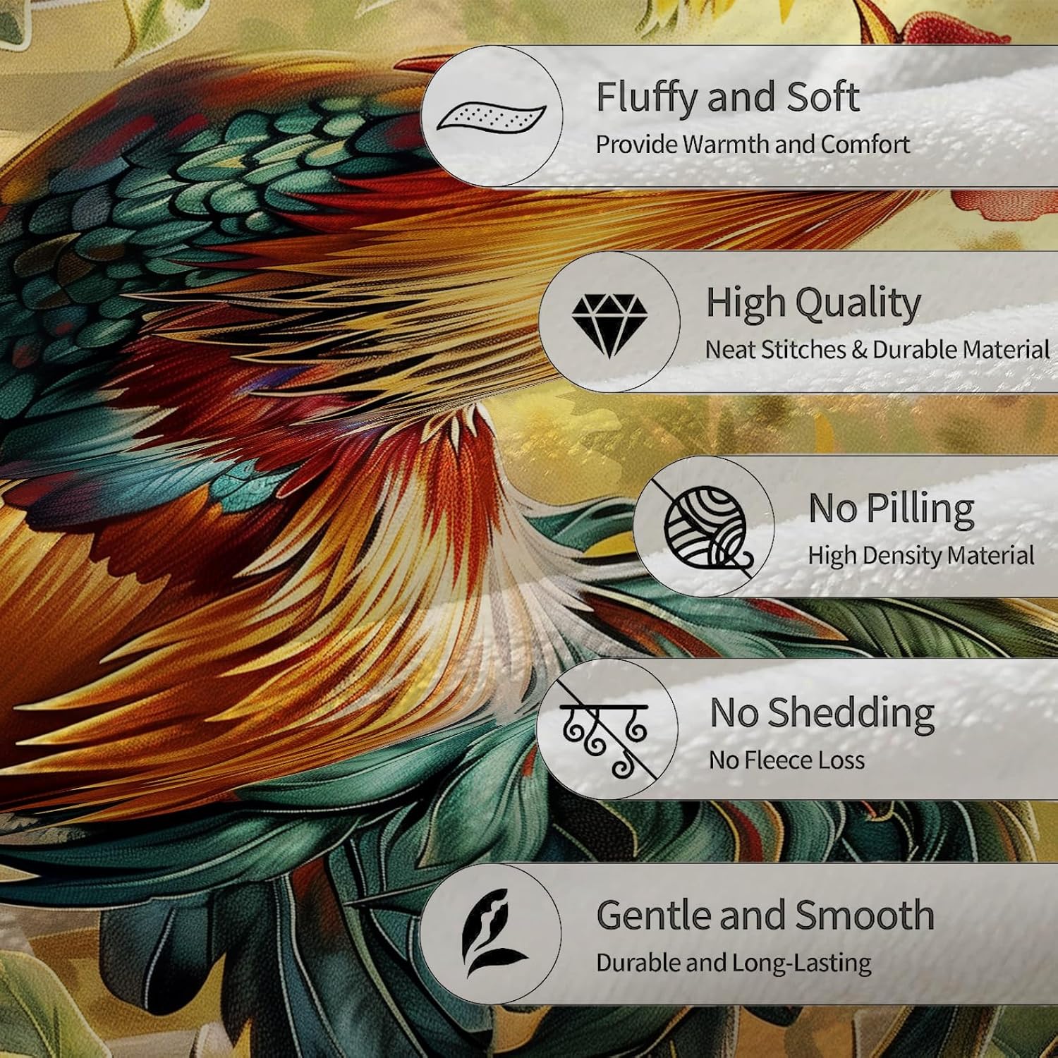 Chicken & Sunflower Blanket, Soft Warm Lightweight Flannel Throw Blanket for Couch, Bed, Travel & Outdoor, Cozy Fuzzy Blankets for Women Boys Girls, Home Decor 60×50 in