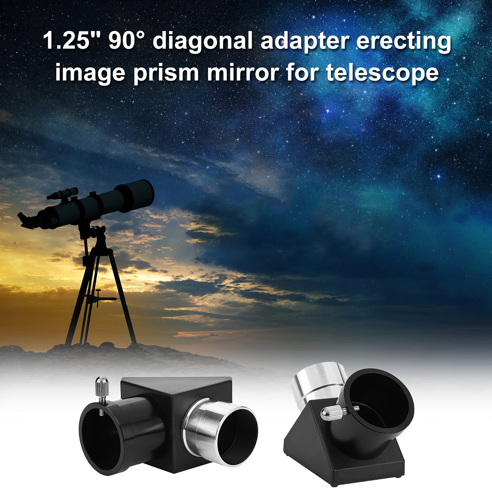 Télescope Diagonal, 1,25” 90° Adaptateur Diagonal Diélectrique Lentille Diagonale Telescope Métal Accessoires de Télescope pour Vision du Ciel Profond Planétaire