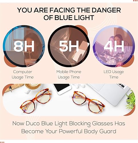 Miniatura 4 de DUCO Lentes de luz azul para mujeres y hombres, gafas de juegos de computadora para adolescentes, antifatiga ocular, anteojos de lectura 1230