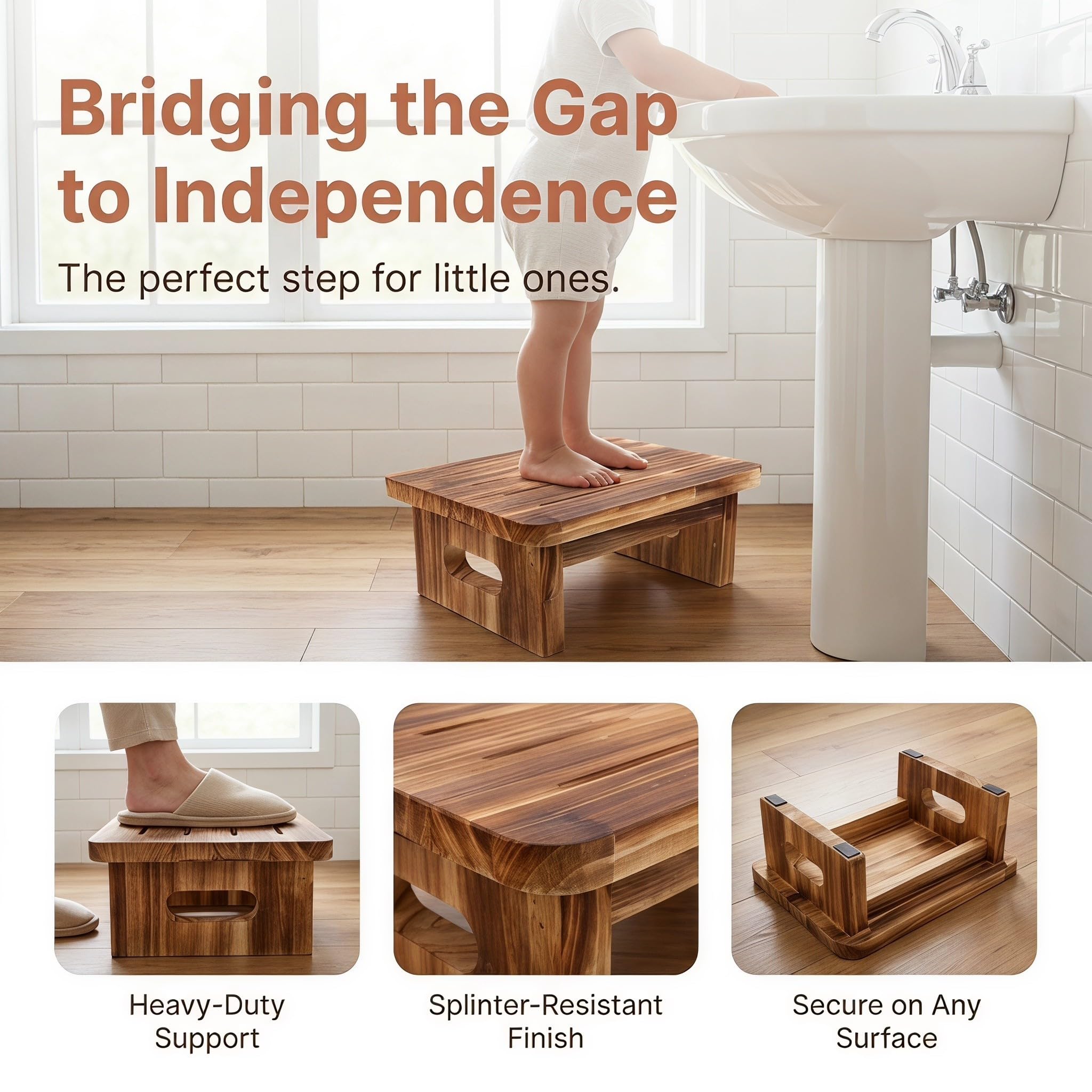 INOOMP Taburete Madera Marrón, Rectangular, para Baños y Dormitorios