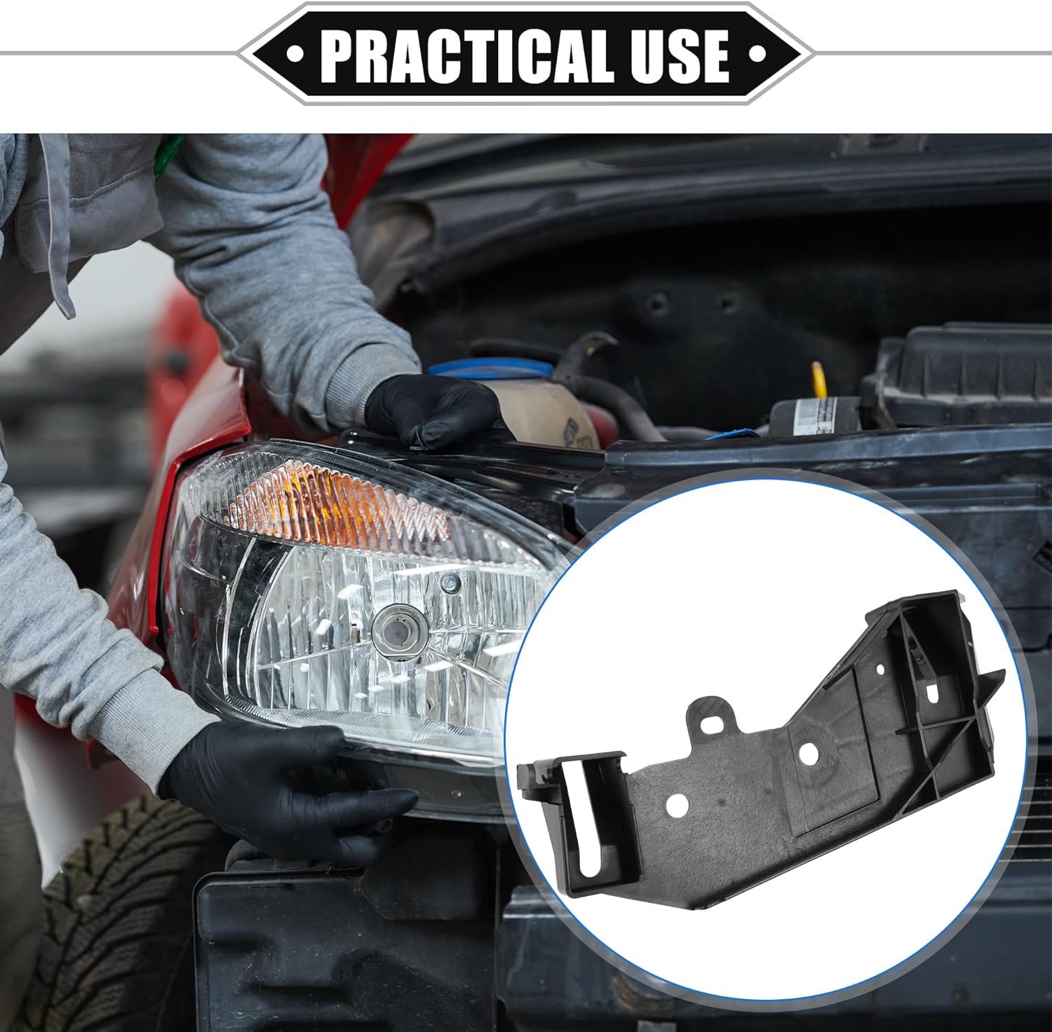 Headlight Bracket Compatible for Infiniti G37 2009-2013, Durable Plastic Black Right Headlamp Bracket