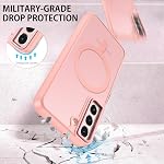 DUEDUE Boîtier magnétique pour Samsung Galaxy S22 - C'est une affaire.S22 étui de téléphone compatible avec MagSafe Translucide mat doux TPU Shockproof protection Bumper Cover Slim mince boîtier de téléphone Samsung S22 6.1 De pouce, Pink