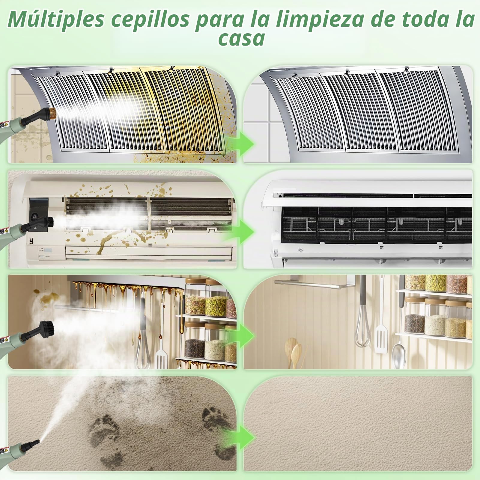 Limpiador a vapor, 2500 W, 3 bares de presión y 105 °C de alta presión, limpiador de vapor de mano para uso doméstico, máquina de limpieza a vapor de alta temperatura para cocina, baño, azulejos