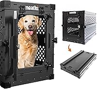 Vista 1 de Jaula para perros plegable y resistente, portátil de aluminio con recubrimiento en polvo para perros medianos, ideal para uso en interiores y viajes