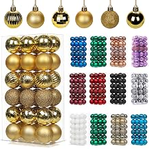 36Pcs Gold for Christmas Tree Decorations,30mm/1.18" Mini Xmas Bauble Hanging Ball,Christma Balls Ornaments with String,Shatterproof Golden Christmas Baubles for Xmas Tree Wedding Holiday Party Decor