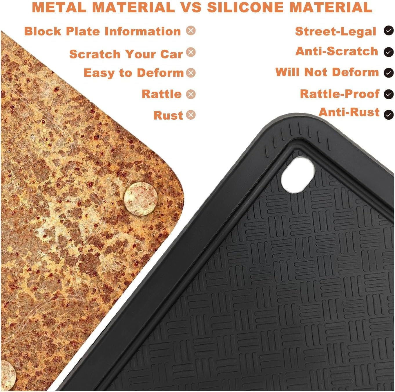 XCLPF Motorcycle Silicone License Plate Frames Motorbike License Plate Holder 4x7 inch Motorcycle Backing Plate Rust Proof, Rattle Proof(Black)