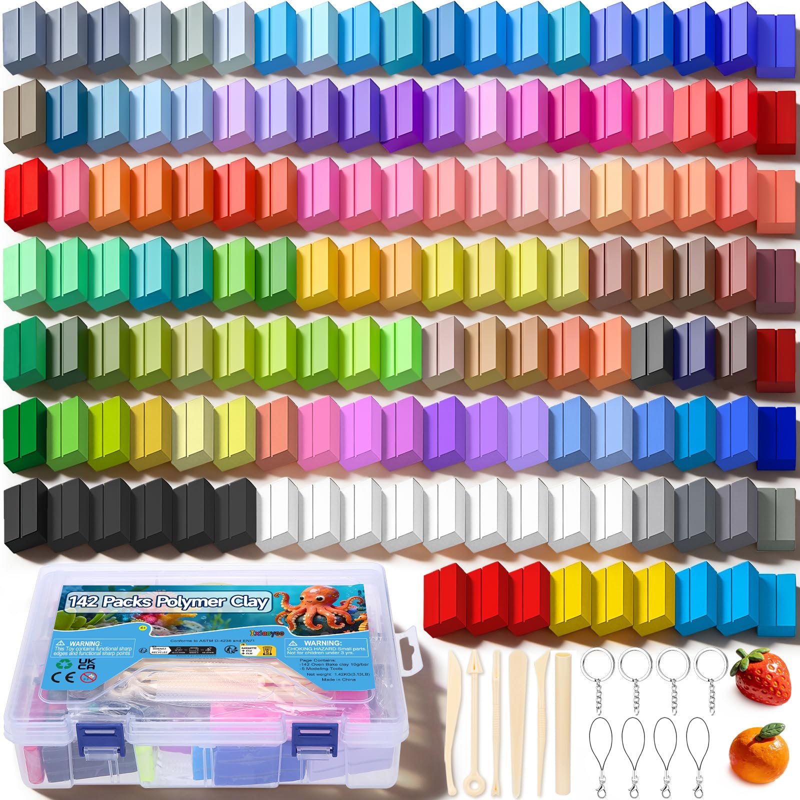 Ixiaoyoo 142 Packs Mini Polymer Clay, Oven Bake DIY Modeling Clay for Kids