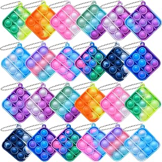 MADO 24pcs Mini POP Keychain Fidget Toys for Kids Adults, Mini POP ON IT Bulk Loot Bag fiilers Goodie Bag fillers for Kids, Sensory Toys for Autism Christmas Goodie Bag Stuffers