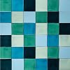Cerames Green/Blue Mosaic Tiles Plain Azuta Patchwork Made of Mexican Ceramic Tiles, Mexico Tiles for Kitchen, Bathroom, Shower, Kitchen Back Wall, One Pack of 30 Tiles, 10.5 x 10.5 cm