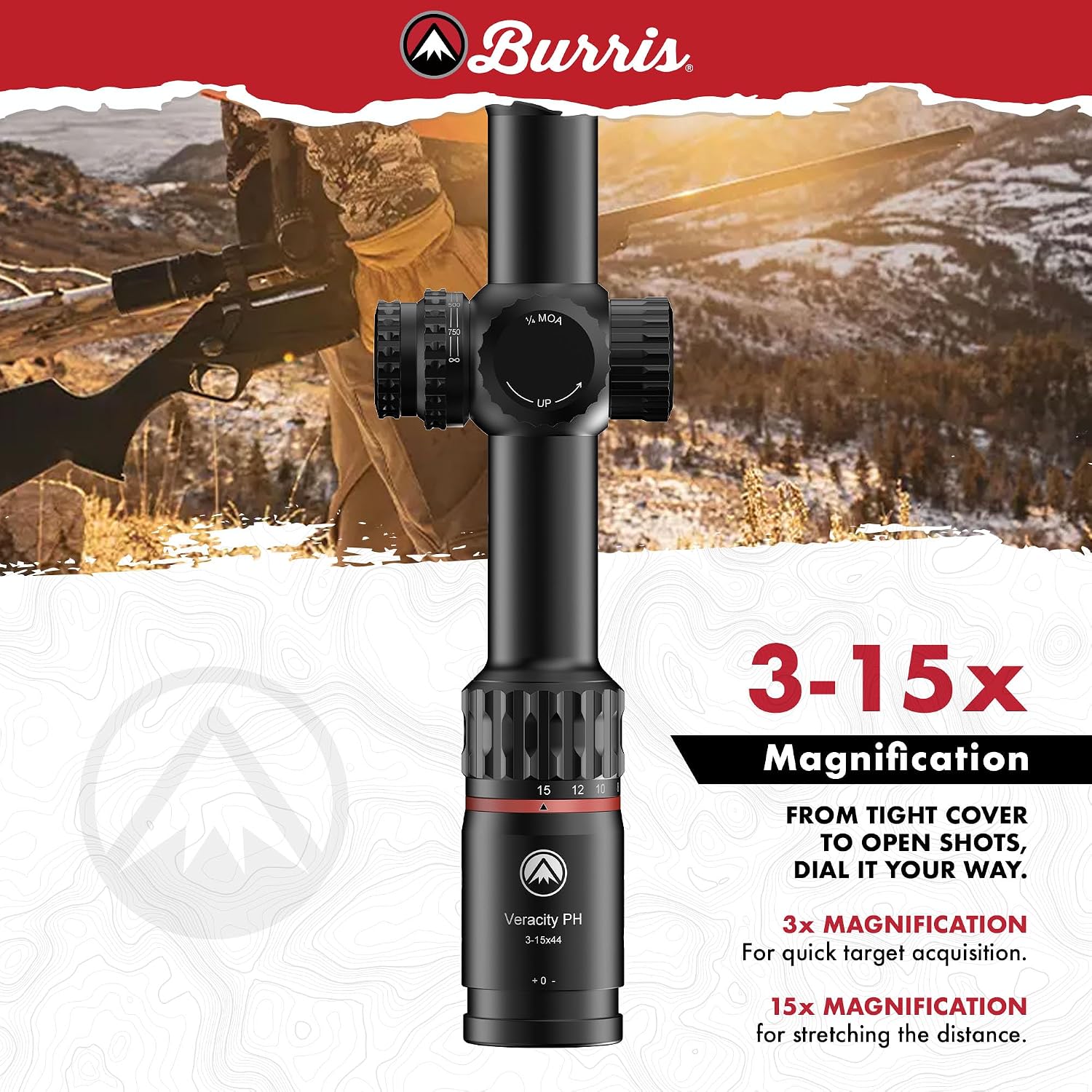 Burris Veracity PH First Focal Plane Riflescope, Illuminated Reticle