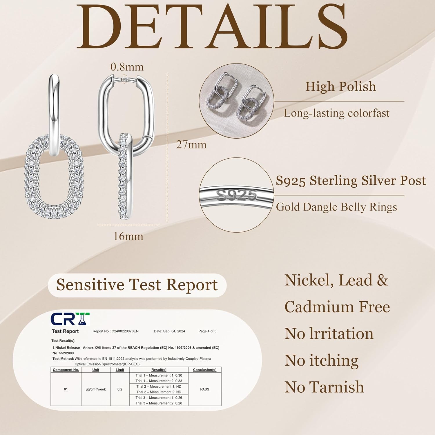 18K Gold Plated Two Tone Gold Silver Hoop Earrings for Women Hypoallergenic - 925 Sterling Silver Drop Dangle Paperclip Huggie Hoop Earrings - Chain Link Dangle Earrings Jewelry - Image 4