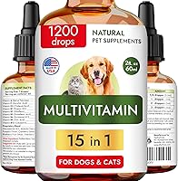 Vista 1 de Vitaminas líquidas para gatos y perros y suplementos con vitamina C, vitamina D3, vitamina B12, gotas de hierbas naturales, cultivadas